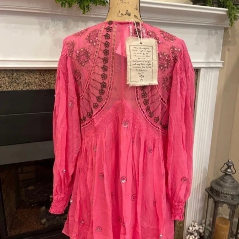 Free People Neon Moon Mini Raspberry Pink Sequin Dress Size XS NWT